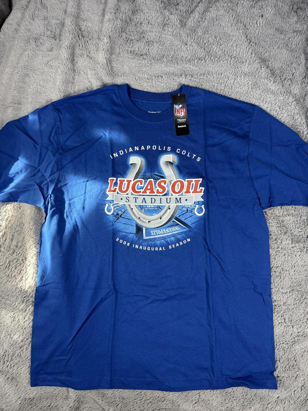 Indianapolis Colts Shirt Mens XL Blue NFL Football Reebok Lucas Oil Stadium Tee